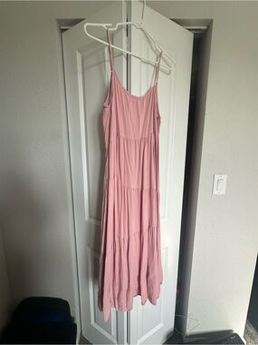 Light Pink Tiered Maxi Dress with Spaghetti Straps